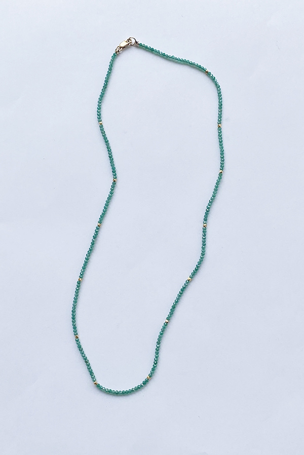 Debbie Fisher Vermeil Bead Necklace Green Onyx/Gold Garmentory