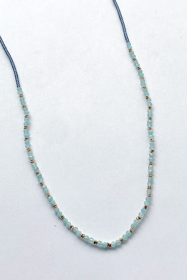 Debbie Fisher Grey Seed with Amazonite and Gold Vermeil Bead Necklace - Golg/Gray/Blue Debbie Fisher Grey Seed with Amazonite and Gold Vermeil Bead Necklace - Golg/Gray/Blue