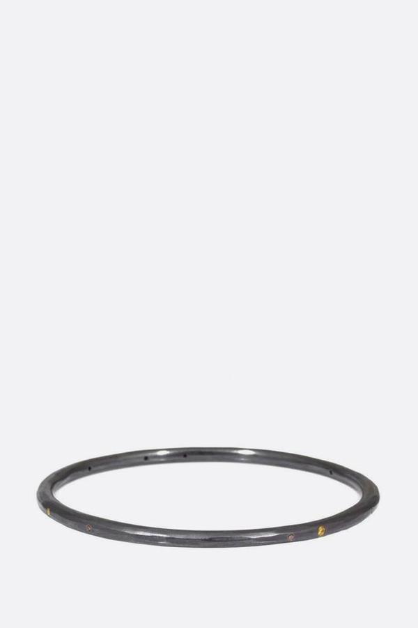 Oxidized Silver Modeled Bangle with Autumn Diamonds Oxidized Silver Modeled Bangle with Autumn Diamonds