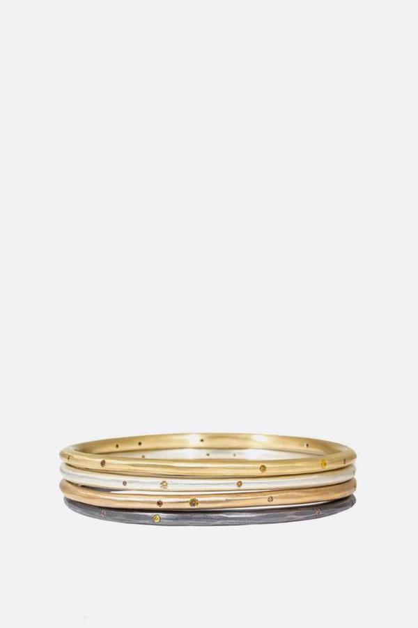 Yellow Bronze Modeled Bangle with Autumn Diamonds Yellow Bronze Modeled Bangle with Autumn Diamonds