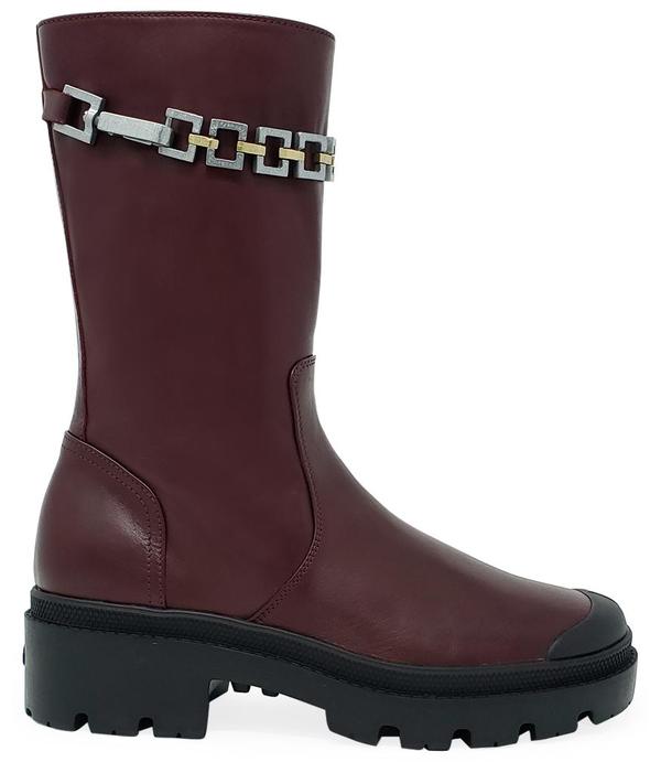 Madison Maison By Palladium Leather Chain Boot - Burgundy Madison Maison By Palladium Leather Chain Boot - Burgundy