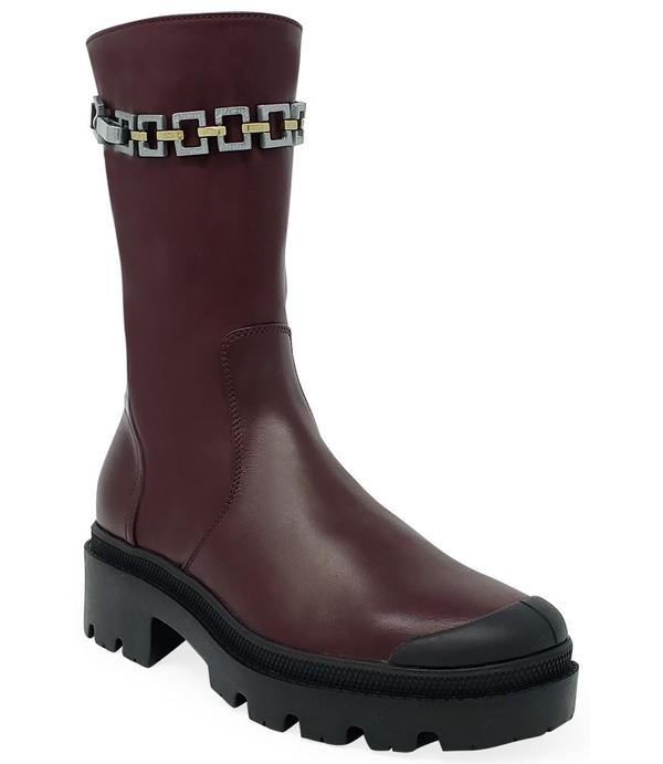 Madison Maison By Palladium Leather Chain Boot - Burgundy Madison Maison By Palladium Leather Chain Boot - Burgundy