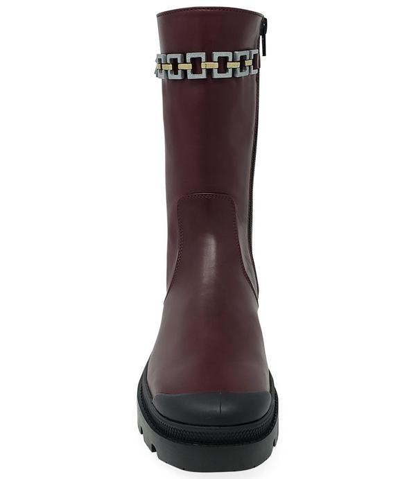 Madison Maison By Palladium Leather Chain Boot - Burgundy Madison Maison By Palladium Leather Chain Boot - Burgundy