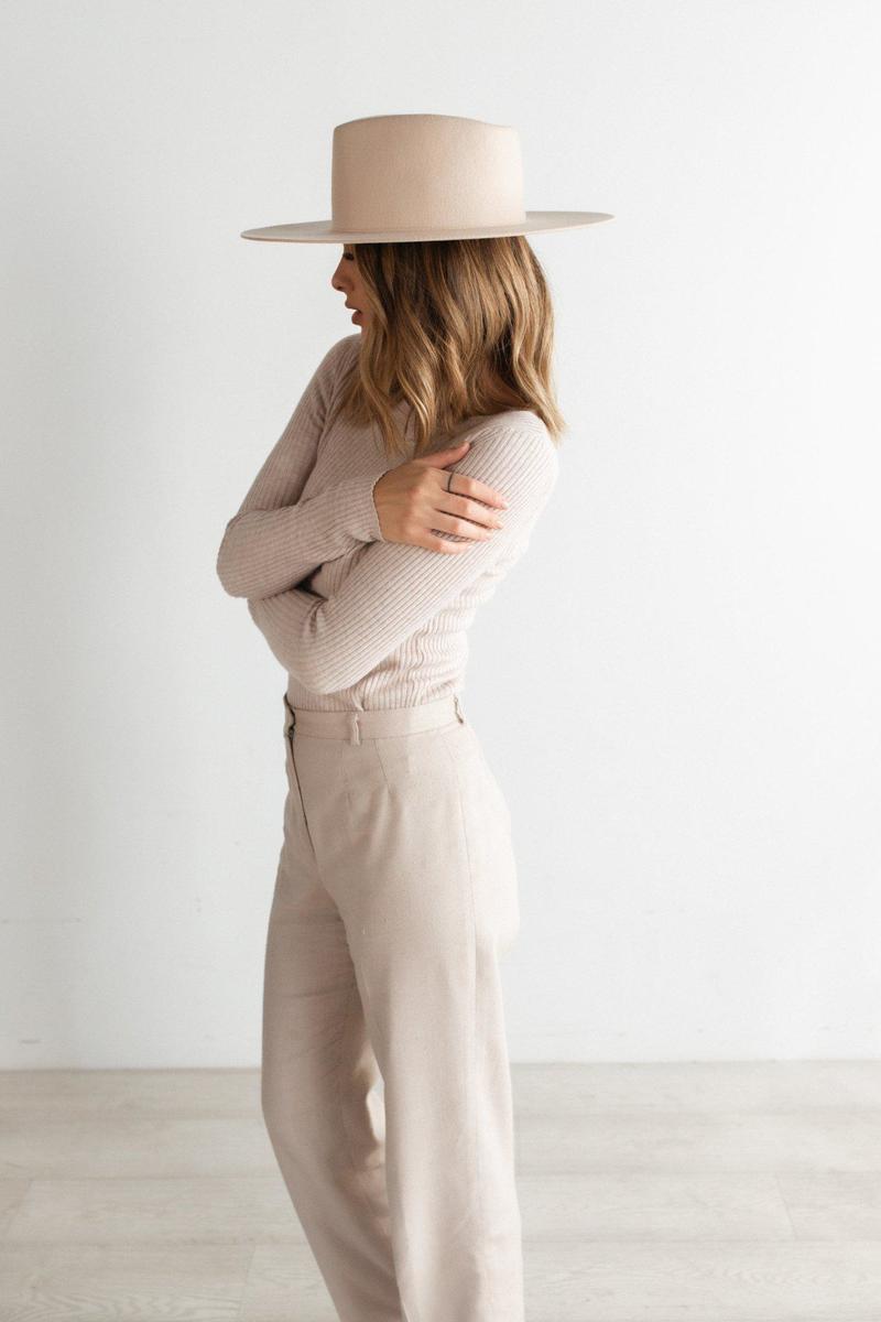 NEW GIGI PIP women\'s dakota triangle crown wide brim hat in cream Dakota Dae Fedora | Triangle Crown Felt Hat for Women main image 2