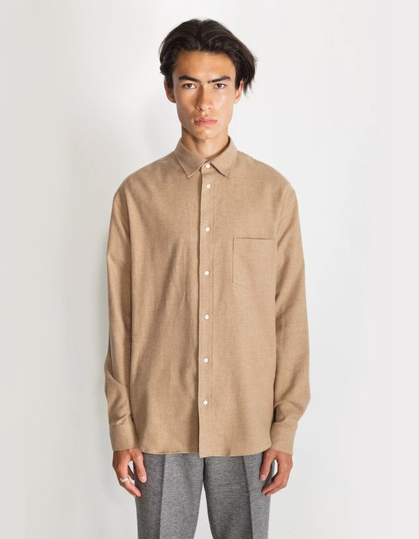 National Standards Japanese Soft Flannel Relaxed Fit Shirt - Camel Melange National Standards Japanese Soft Flannel Relaxed Fit Shirt - Camel Melange
