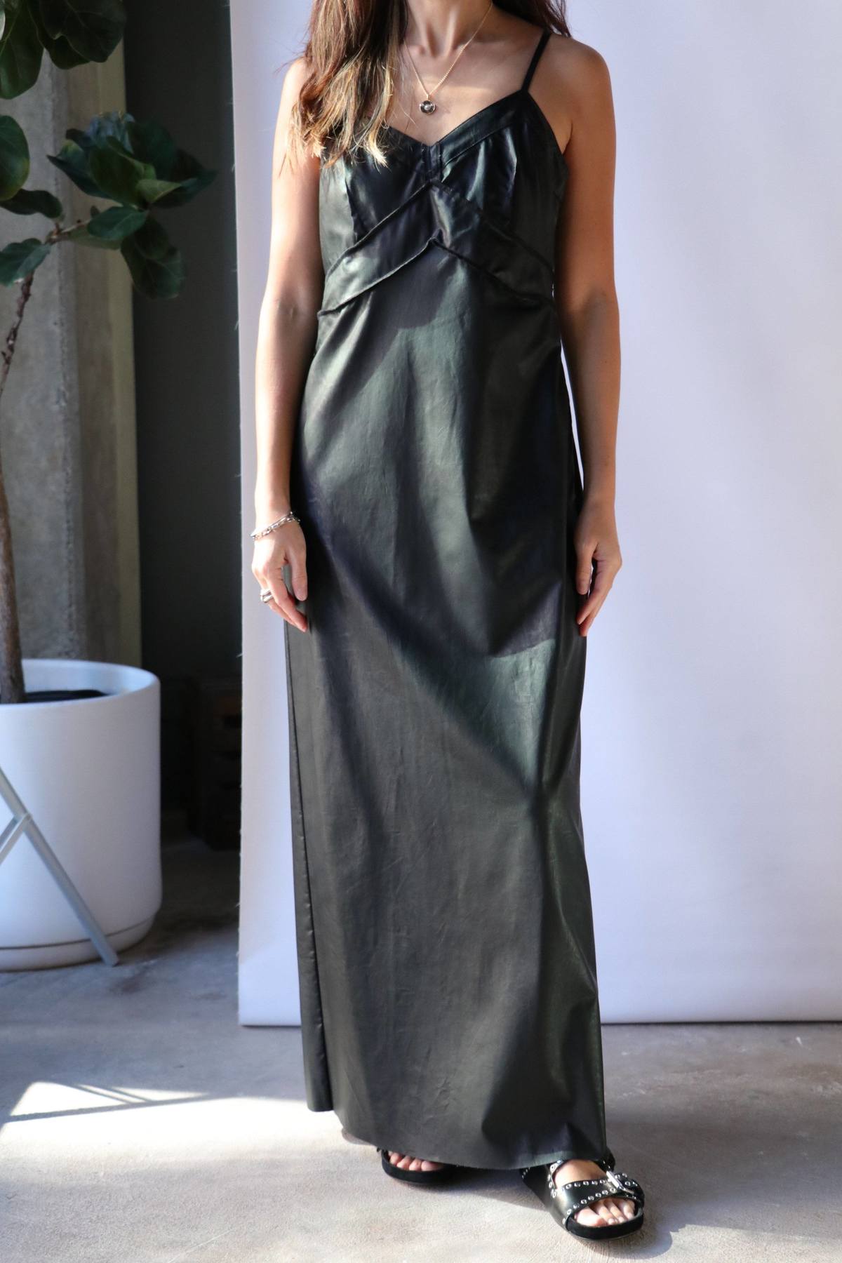 MM6 Maison Margiela Fuax Leather Slip Dress | Garmentory
