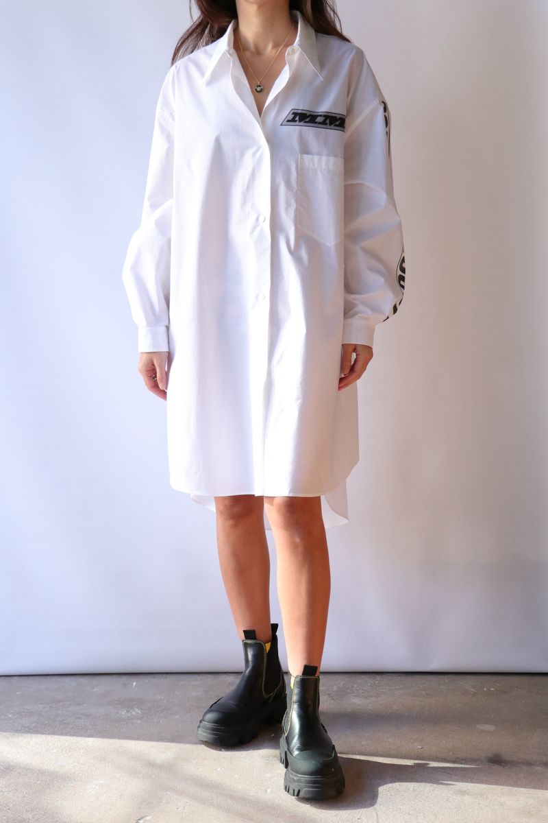 MM6 Maison Margiela Motocross Logo Shirt Dress - White/Black