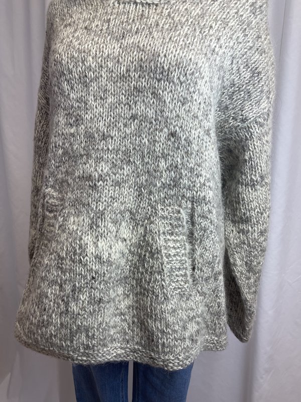 Vintage Chunky Knit Wool Hoodie - cream/tan Vintage Chunky Knit Wool Hoodie - cream/tan