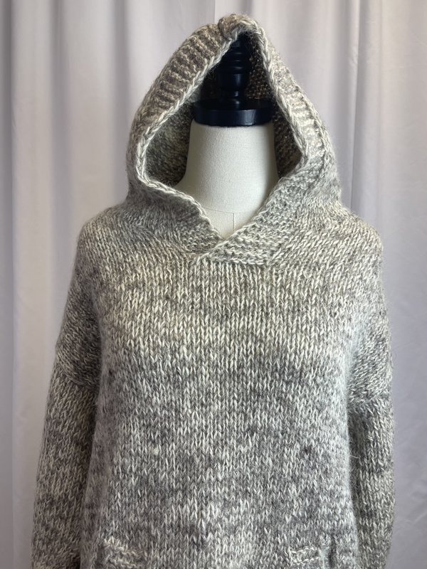 Vintage Chunky Knit Wool Hoodie - cream/tan Vintage Chunky Knit Wool Hoodie - cream/tan