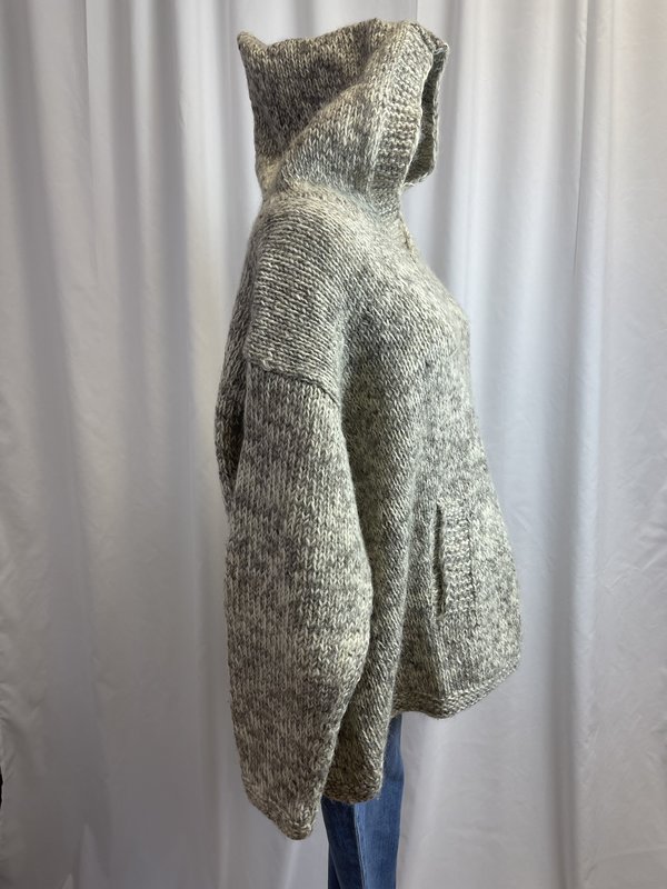 Vintage Chunky Knit Wool Hoodie - cream/tan Vintage Chunky Knit Wool Hoodie - cream/tan