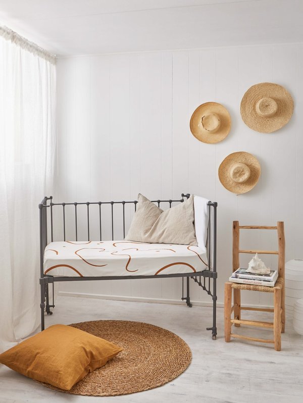 Mosey Me Salento Fitted Cot Sheet - Clay Mosey Me Salento Fitted Cot Sheet - Clay