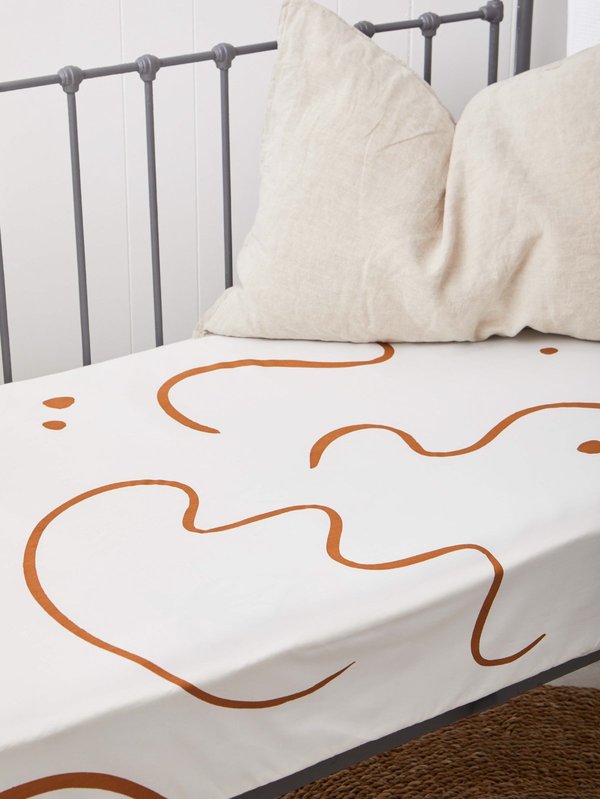 Mosey Me Salento Fitted Cot Sheet - Clay Mosey Me Salento Fitted Cot Sheet - Clay