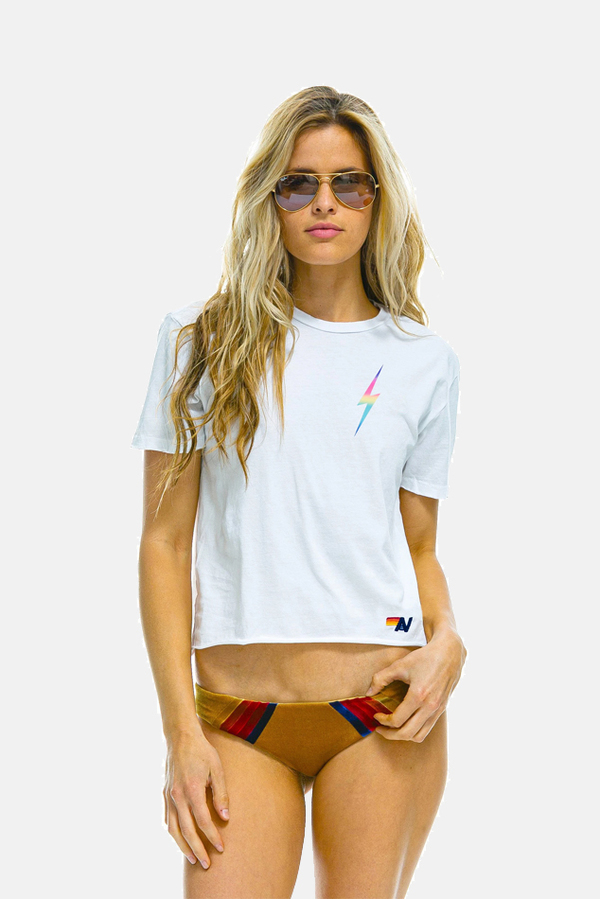 Aviator Nation Small Bolt Boyfriend T-Shirt - White/Pink Aviator Nation Small Bolt Boyfriend T-Shirt - White/Pink