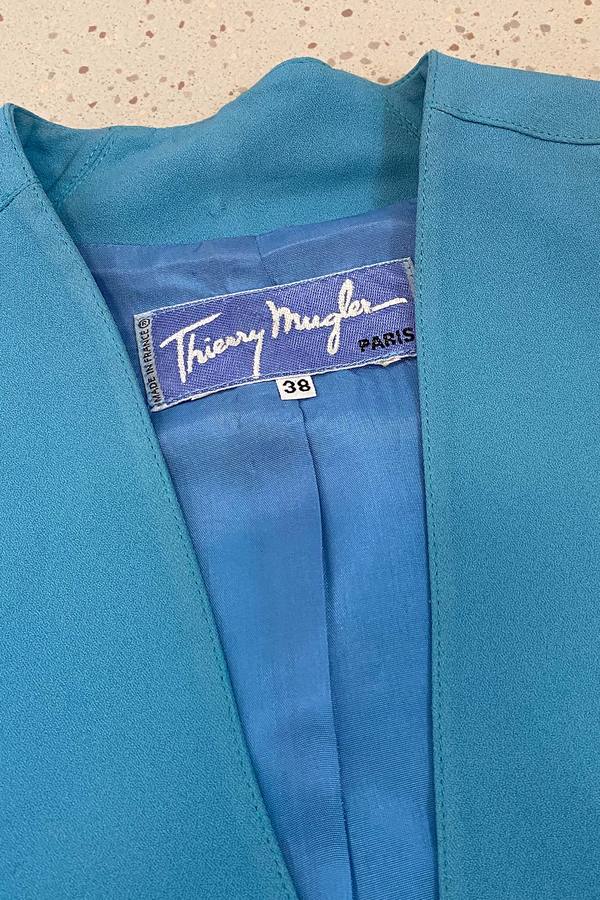 Vintage Thierry Mugler Blazer - Aqua Blue | Garmentory