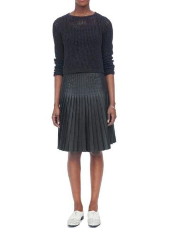 Rebecca Taylor Faux Leather Pleat Skirt - Black | Garmentory