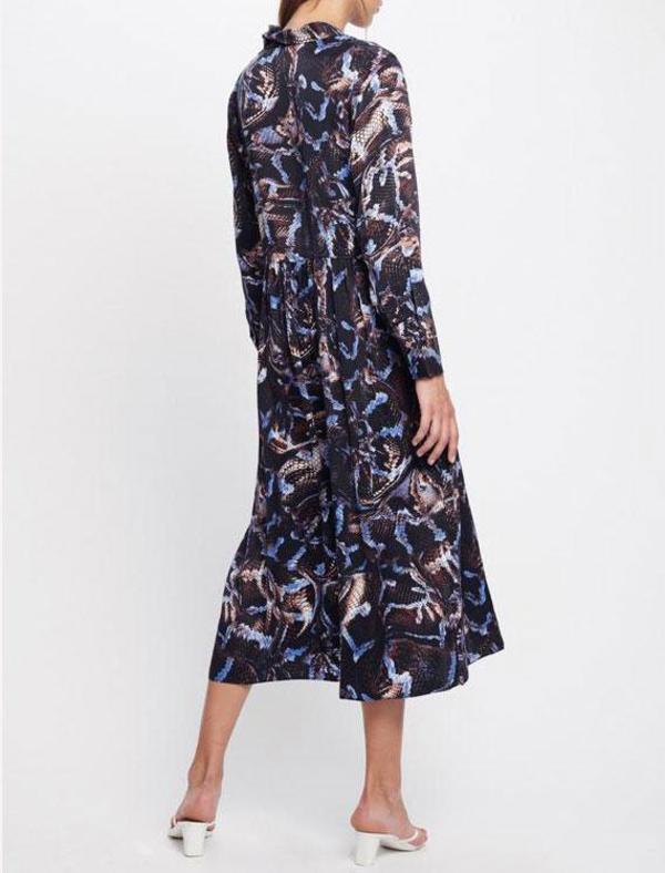Silk Laundry Long Button Front Shirt Dress - snake Silk Laundry Long Button Front Shirt Dress - snake