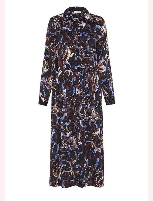 Silk Laundry Long Button Front Shirt Dress - snake Silk Laundry Long Button Front Shirt Dress - snake