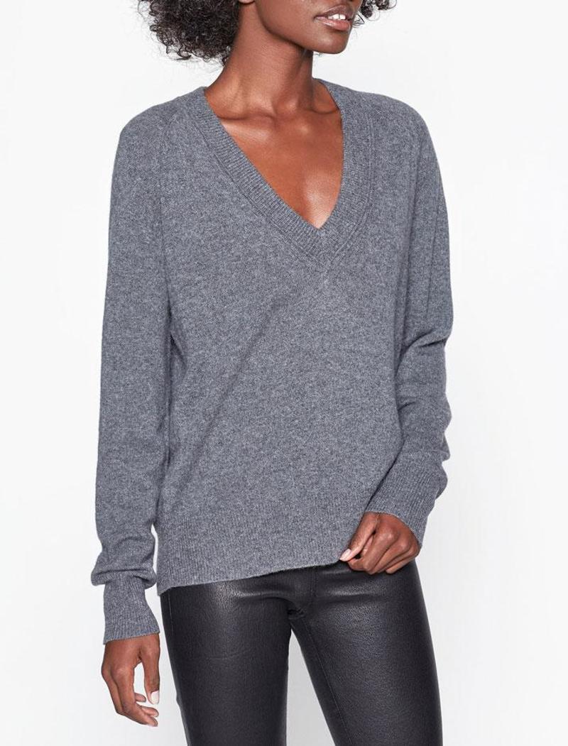 Equipment Madalene V-Neck sweater heather grey Garmentory
