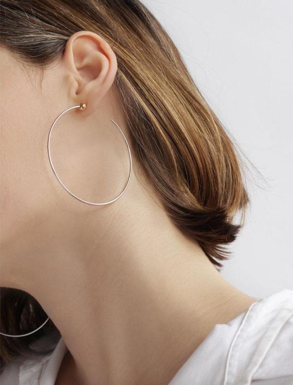 Anine Bing Medium Icon Hoops - Silver/14K gold-dipped brass Anine Bing Medium Icon Hoops - Silver/14K gold-dipped brass