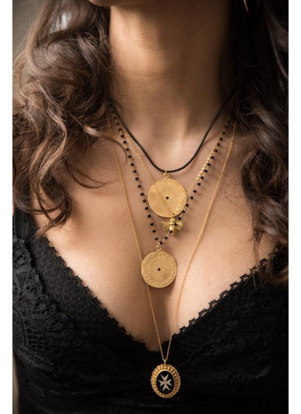 Necklace Blackbead Coin Dante Necklace Blackbead Coin Dante