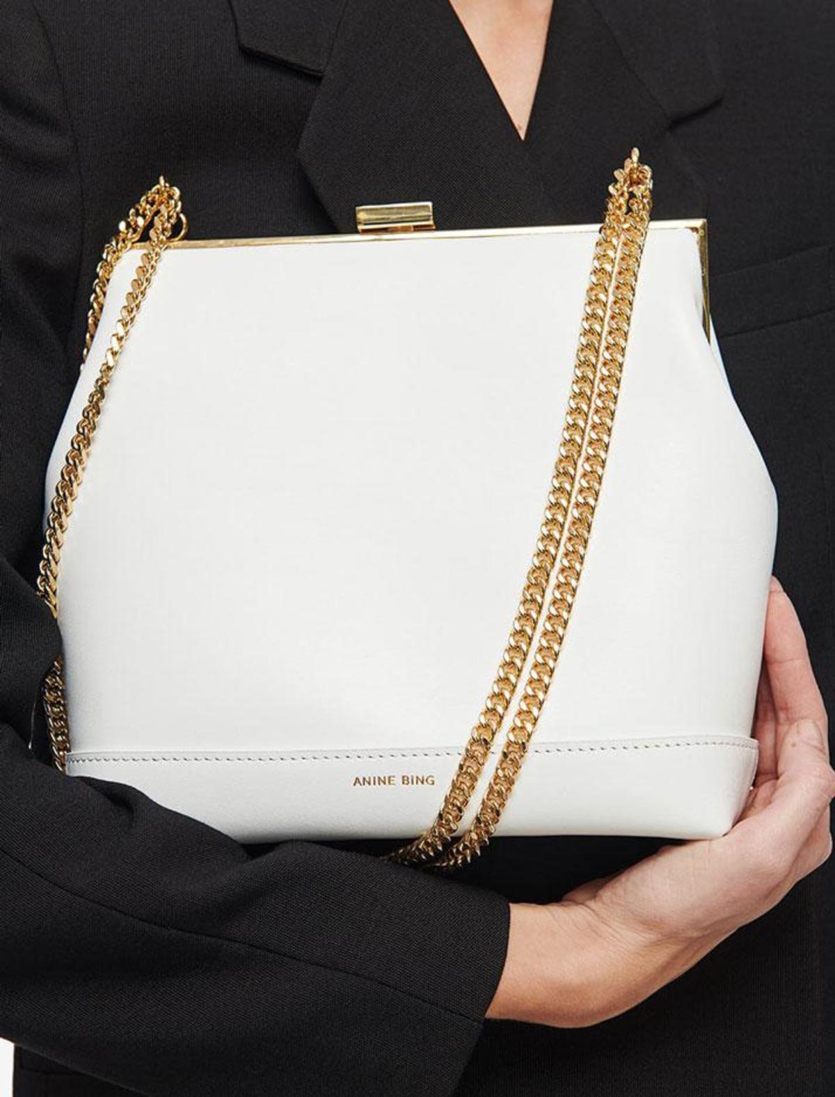 Noah Bag | Garmentory Anine Bing Bag Noah Shoulder Crossbody Chain Gold Leather Minimal White GUC main image 0