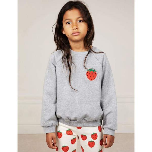 Kids Mini Rodini STRAWBERRY EMBROIDERY SWEATSHIRT - Gray Kids Mini Rodini STRAWBERRY EMBROIDERY SWEATSHIRT - Gray