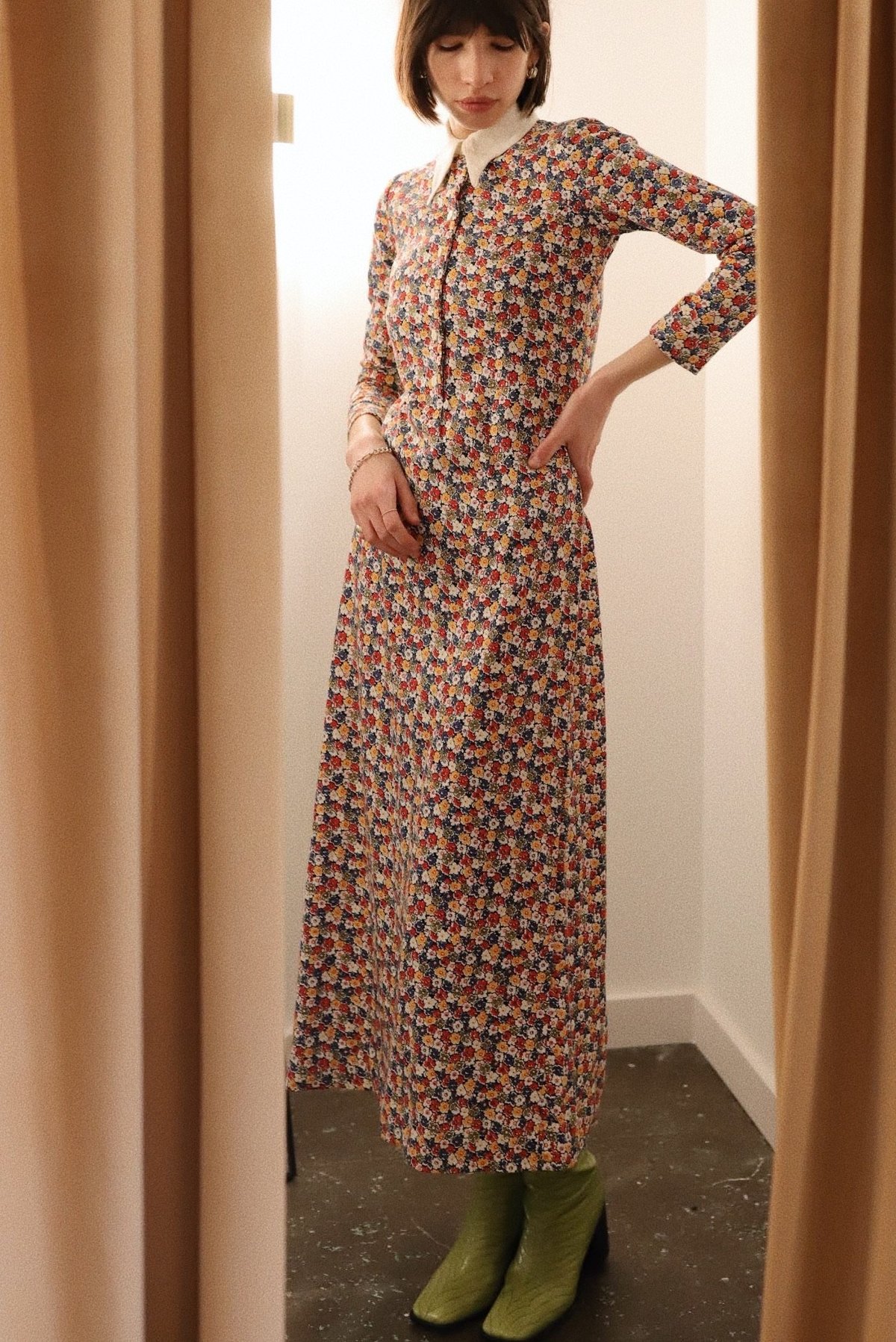Vintage Floral Collar Maxi Dress | Garmentory Vintage Floral Collar Maxi Dress | Garmentory