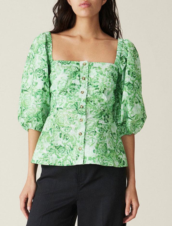 Ganni Printed Cotton Poplin - Island 