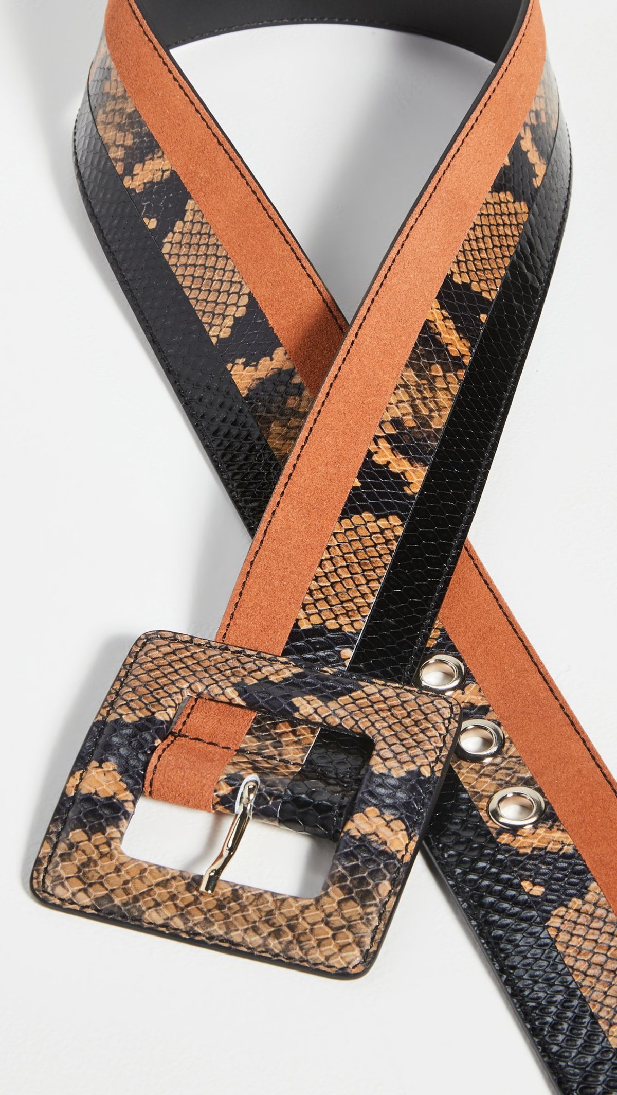 Veronica Beard Risa Multi Snake Print Leather Stripe Belt L Veronica Beard - Elsy Honey Snake Print Leather Belt main image 3