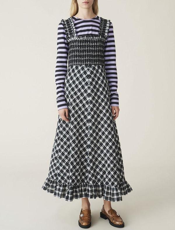 Ganni Seersucker Check Maxi Dress Ganni Seersucker Check Maxi Dress