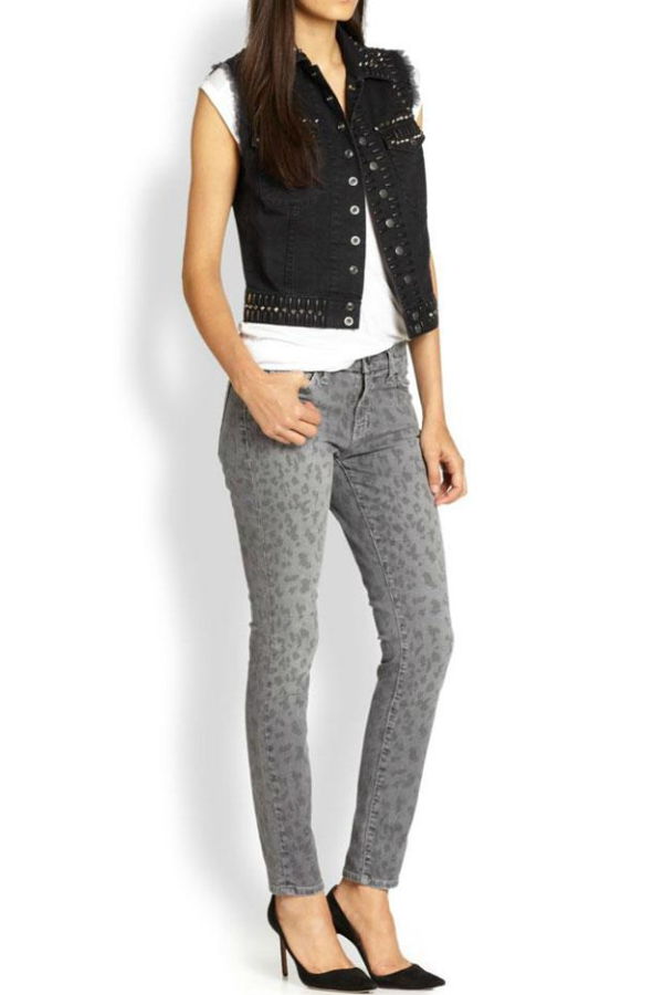 Current Elliott The Sleeveless Snap Jacket - Washed Black