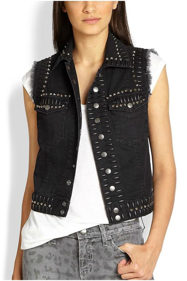 Current Elliott The Sleeveless Snap Jacket - Washed Black