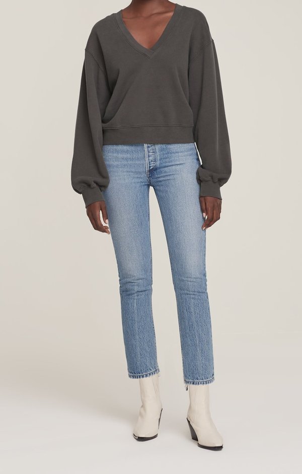 AGOLDE V-Neck Balloon Sleeve Sweatshirt - Foliage AGOLDE V-Neck Balloon Sleeve Sweatshirt - Foliage