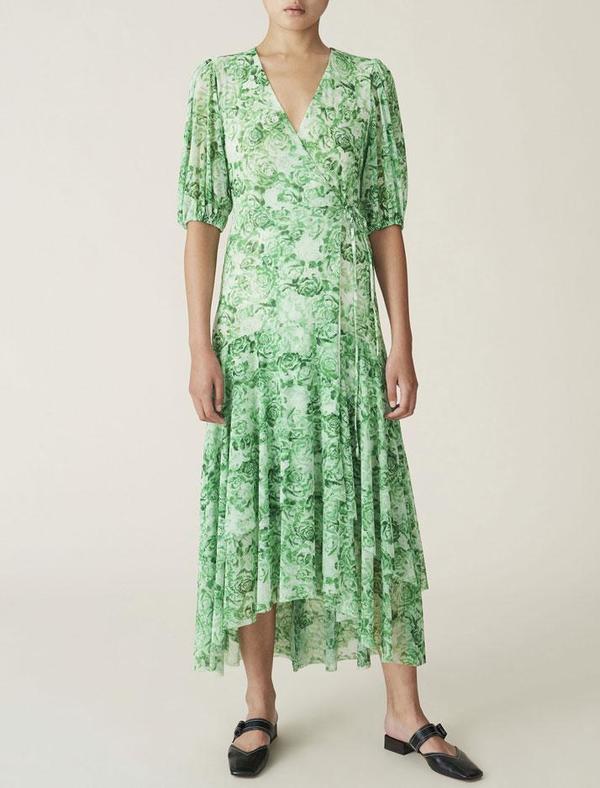 Ganni Wrap Dress - Island Green | Garmentory Ganni Wrap Dress - Island Green | Garmentory