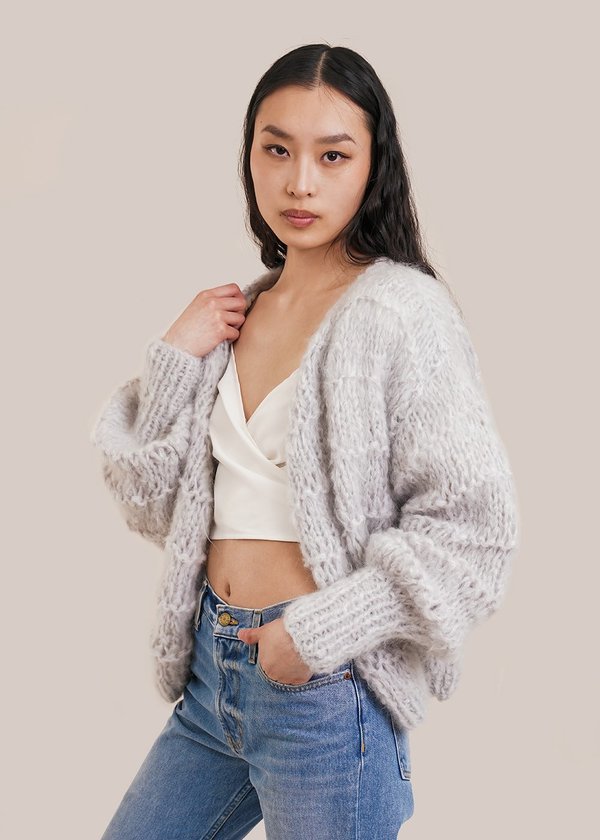 Frisson Knits Becca Cardigan - Silver Frisson Knits Becca Cardigan - Silver