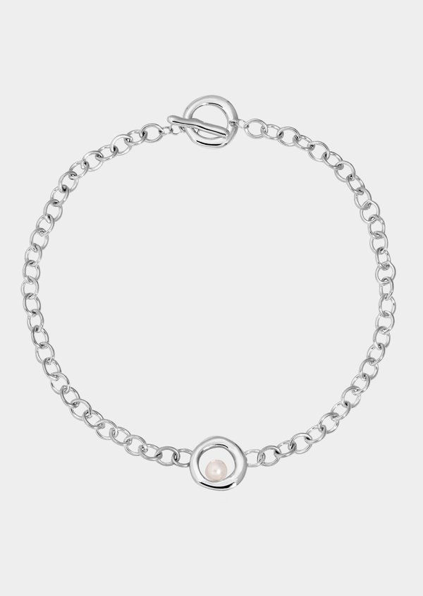 Nested Pearl Oval Chain Necklace | Sterling Silver Nested Pearl Oval Chain Necklace | Sterling Silver