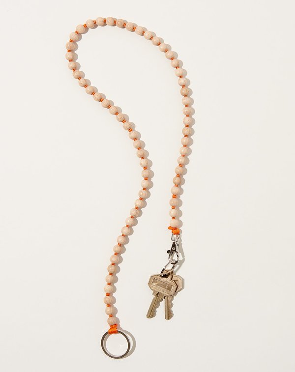 Perlen Long Keyholder in Natural on Orange Perlen Long Keyholder in Natural on Orange