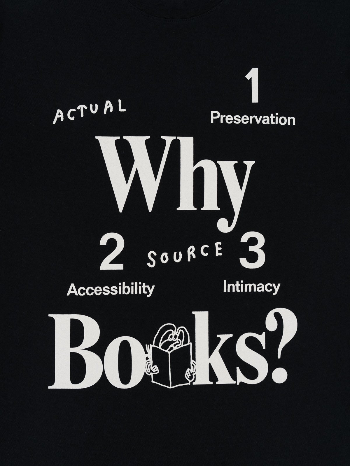 Actual Source Why Books? Short Sleeve T-Shirt - Black | Garmentory
