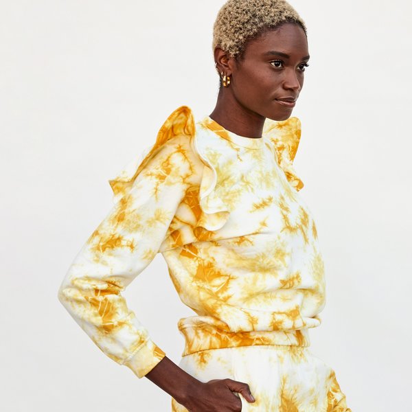 Clare V. Ruffle Sweatshirt - Marigold Cloud Tie Dye Clare V. Ruffle Sweatshirt - Marigold Cloud Tie Dye