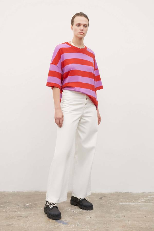 Kowtow Oversized Boxy Tee - red/purple stripe Kowtow Oversized Boxy Tee - red/purple stripe