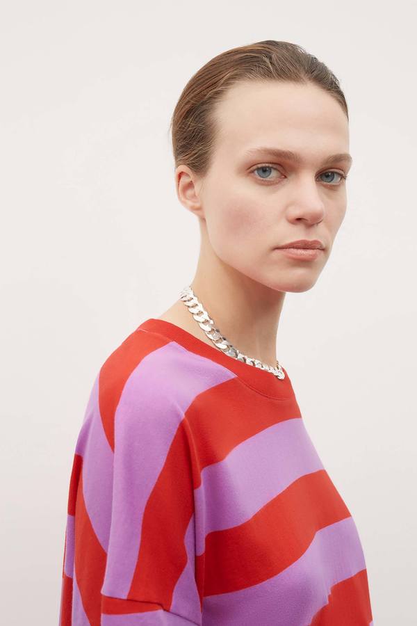 Kowtow Oversized Boxy Tee - red/purple stripe Kowtow Oversized Boxy Tee - red/purple stripe