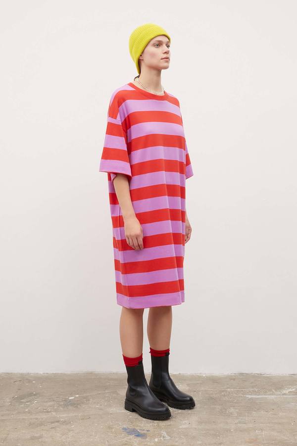 Kowtow T-Shirt Dress - Red/Purple Stripe Kowtow T-Shirt Dress - Red/Purple Stripe