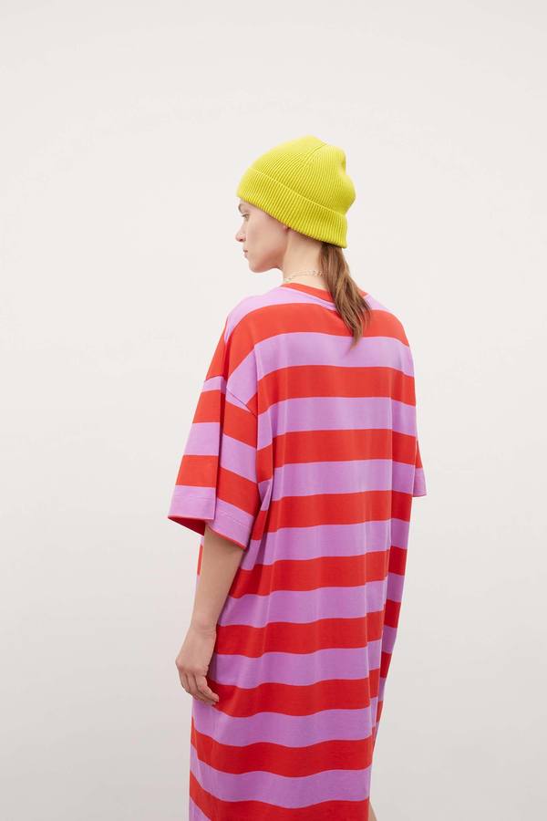 Kowtow T-Shirt Dress - Red/Purple Stripe Kowtow T-Shirt Dress - Red/Purple Stripe