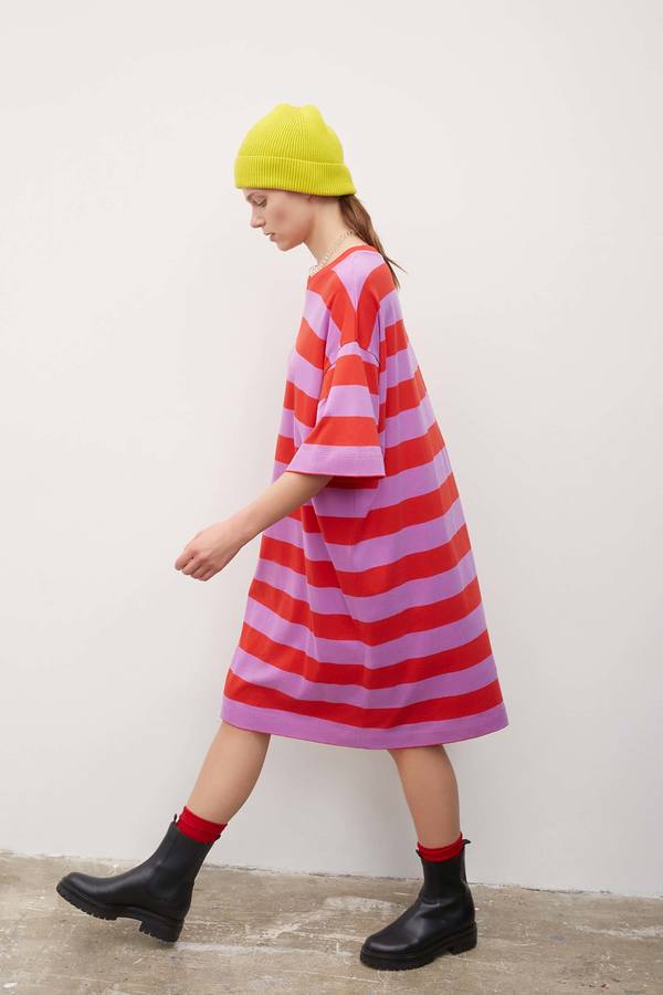 Kowtow T-Shirt Dress - Red/Purple Stripe Kowtow T-Shirt Dress - Red/Purple Stripe
