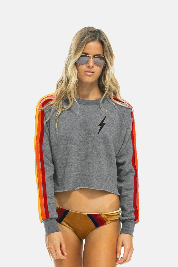 Aviator Nation Bolt Crop Sweatshirt Sweater - Heather Rainbow Aviator Nation Bolt Crop Sweatshirt Sweater - Heather Rainbow