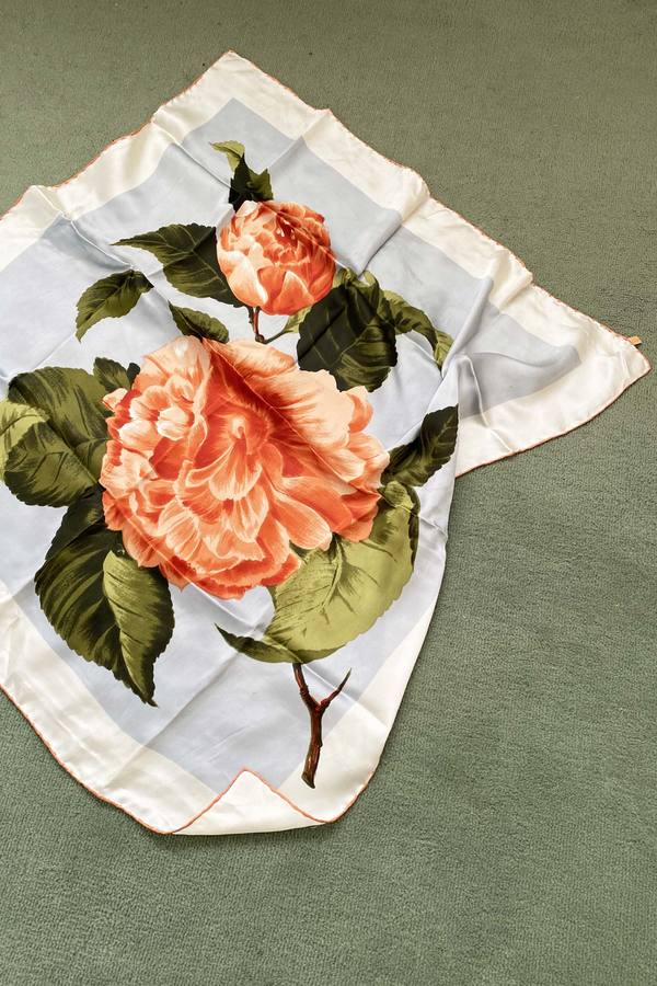 Vintage 1950s Silk Scarf - Rose Print Vintage 1950s Silk Scarf - Rose Print