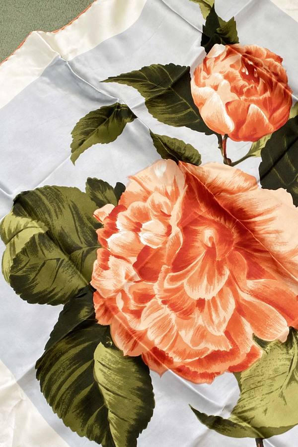Vintage 1950s Silk Scarf - Rose Print Vintage 1950s Silk Scarf - Rose Print