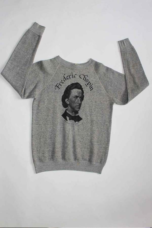 Vintage Chopin Print Sweatshirt - Gray Vintage Chopin Print Sweatshirt - Gray