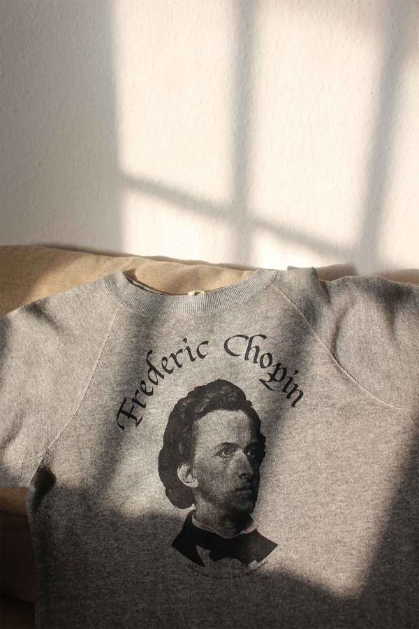 Vintage Chopin Print Sweatshirt - Gray Vintage Chopin Print Sweatshirt - Gray