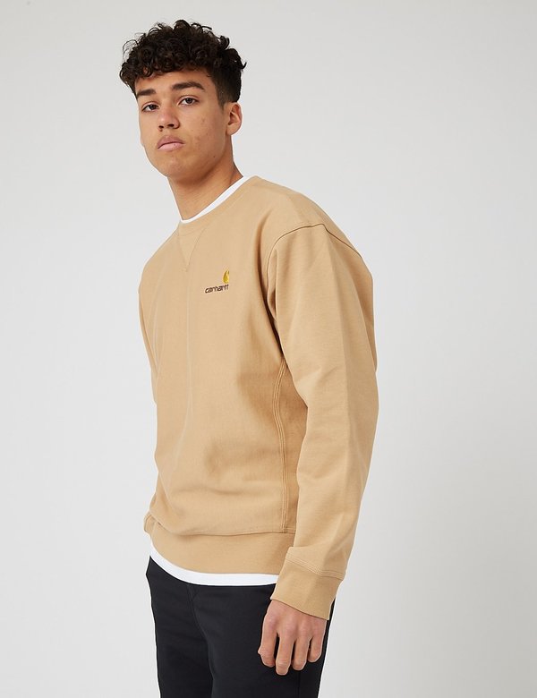 Carhartt-WIP American Script Sweatshirt - Dusty Hamilton Brown Carhartt-WIP American Script Sweatshirt - Dusty Hamilton Brown